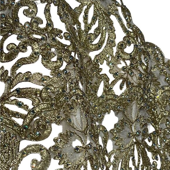 Xscape Embellished Embroidered Mikado Party Dress White Gold Size 2 EUC - Picture 5 of 15